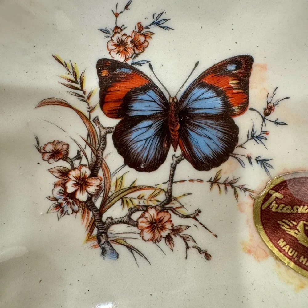 Treasure Craft Vintage Hawaii Trinket Dish‎ with Butterfly